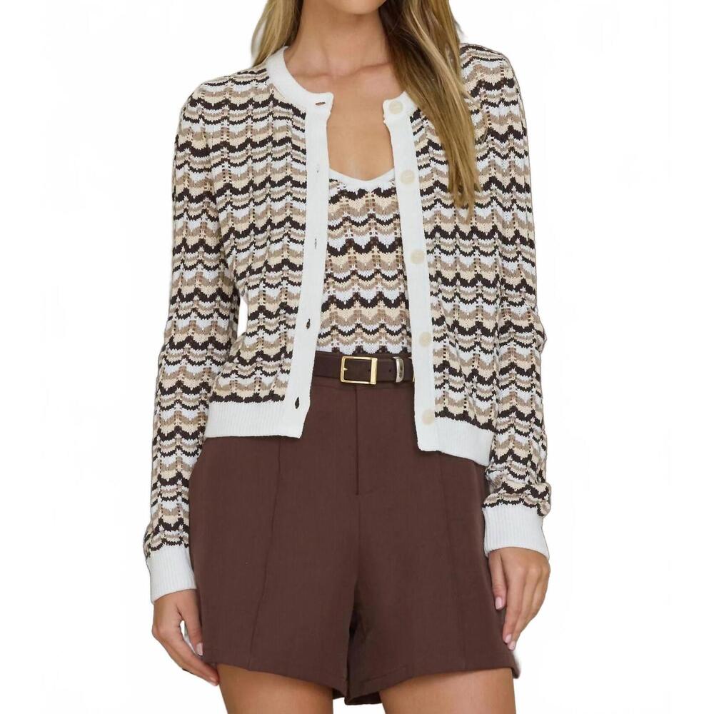 NEW STITCHES & STRIPES penny cardigan in brown multi